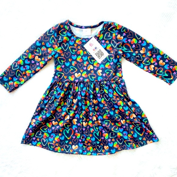Brittanynj Boutique Other - HP 🎉 Toddler girl Colorful Toddler Heart Dress- Valentines Day kids dress NEW